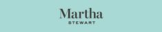 martha stewart's logo on a blue background with the words martha stewart in black