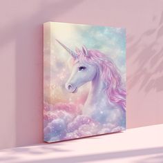 a painting of a unicorn on a pink wall