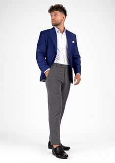 A distinct and striking look, the Ellis Royal Blue Twill jacket is custom made for those who want to make a statement. The vibrant color features a subtle hint of purple for a bold look. Exude confidence in this royal blue blazer. Royal Blue Formal Outerwear, Blue Formal Outerwear In Luxurious Style, Classic Purple Blazer For Formal Occasions, Luxury Blue Blazer With Notch Lapel, Luxury Blue Blazer With Pressed Crease, Elegant Royal Blue Blazer With Notch Lapel, Luxury Blue Sport Coat With Notch Lapel, Royal Blue Fitted Outerwear, Fitted Royal Blue Outerwear