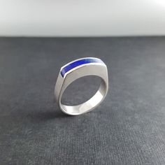 Mens silver ring Lapis lazuli, Handmade jewelry for men, blue stone silver band, Silver Rings for men, Unique gifts for men, Gift for him DUE HOLIDAY SEASON ALL ORDERS TO USA AND CANADA IS RECOMMENDED TO BEEN SENT WITH "UPS EXPEDITED OR EXPRESS" THEREFORE PLEASE UPGRADE YOUR SHIPPING BY CHECKOUT. HAPPY HOLIDAYS! Gnatus Sterling silver ring with natural lapis lazuli gemstone inlay. This beautiful ring is worked with the technique of inlay, which means the stone is worked seamlessly into the Sterl Silver Rings For Men Unique, Mens Silver Ring, Silver Rings For Men, Jewelry Mens, Lapis Lazuli Ring, Unique Gifts For Men, Jewelry For Men, Mens Silver Rings, Mens Ring