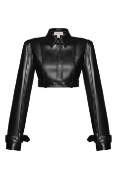 Luxury Cropped Leather Jacket With Zipper, Luxury Leather Jacket With Ykk Zipper, Luxury Edgy Cropped Biker Jacket, Luxury Edgy Leather Jacket With Pockets, Luxury Chic Cropped Leather Jacket, Luxury Cropped Edgy Biker Jacket, Luxury Leather Jacket With Collar, Luxury Streetwear Leather Jacket With Ribbed Cuffs, Luxury Leather Jacket With Metal Zipper