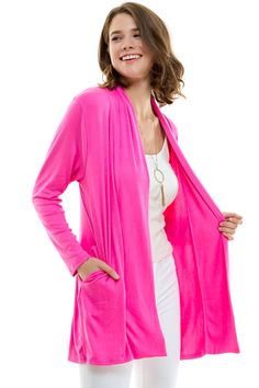 Women's Casual Lightweight Open Front Cardigan and Soft Basic Drape Long Sleeve Sweater Coat * A variety of colors (17 colors) and sizes (S-3XL) * Material: Polyester, Spandex / Lightweight, skin-friendly, soft and comfortable fit. * Match: Goes well with tank top, T-shirt, tops, jeans, skirt, hot pants, casual pants, leggings to elongate your silhouette and flatter your figure * Wash: Machine wash cold / hang dry / hand wash recommended * Occasions: Suitable for casual and formal occasions, suc Pink Solid Color Sweater For Spring, Spring Pink Solid Color Sweater, Pink Solid Color Cardigan For Spring, Spring Pink Solid Color Cardigan, Fitted Long Sleeve Pink Cardigan, Pink Fitted Long Sleeve Cardigan, Fitted Pink Cardigan For Winter, Pink Long Cardigan For Fall, Long Sleeve Pink Shrug For Spring