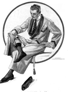 a drawing of a man in a suit sitting on a chair with his legs crossed