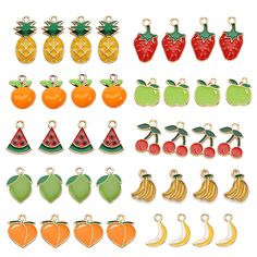 an assortment of fruits and vegetables charms