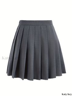 Katykey - Experience Elegance and Poise with High-Waisted Preppy Pleated Mini Skirt for Women: A Fashionable Addition to Your Wardrobe. Gray High Waist Pleated Mini Skirt, High Waist Gray Pleated Skirt, Elegant High Waist Gray Skirt, Elegant Pleated Gray Mini Skirt, Elegant Gray Pleated Mini Skirt, Fitted Gray Pleated Skirt, Fitted Gray Pleated Lined Skirt, Gray Fitted Lined Pleated Skirt, Classic Fitted Gray Pleated Skirt