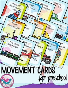 the movement cards for preschool to use in transportation