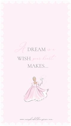 a pink card with an image of a woman in a dress and the words, i dream