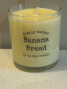 a banana bread candle sitting on top of a counter