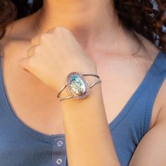 Abalone Shell copper and silver cuff – Seaside Harmony Jewelry Ocean Hues, Soldered Jewelry, Sea Snail, Soldering Jewelry, Abalone Shell, A Sea, Silver Cuff, Copper Jewelry, Blue And Green