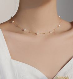 6-7mm Freshwater Pearl: This Gypsophila freshwater pearl necklace clavicle chain is perfect for adding a touch of elegance. Featuring freshwater pearls 6-7mm in size, this necklace has a starry sky-like appearance with strong light and nearly flawless pearls. A great choice for any special occasion. Description:Necklace length: 16 InchesMaterials: 925 Sterling Silver 、18k GoldGemstone: PearlStyle: Trendy Product Information Pearl Type : Freshwater pearl Origin: China Shape: Near-round Quality: A Cute Pearl Necklaces, Affordable White Pearl Necklace With Round Pendant, Pearl Jewellery Set, Elegant Pearl Necklace, Trendy Necklace, Elegant Necklace, Necklaces Aesthetic, Minimalist Accessories Jewellery, Unique Pearl Necklace