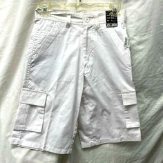 Old School White Cargo Knee Shorts Kids Sz 10 Shorts Are In New Never Worn Condition 6/4/4 White Bermuda Bottoms With Pockets, White Bermuda Cotton Bottoms, White Cargo Shorts For Spring, Spring White Cargo Shorts, White Cargo Shorts With Pockets, White Bermuda Shorts With Pockets, White Cargo Shorts With Side Pockets For Spring, White Summer Cargo Shorts With Pockets, Casual White Cargo Shorts