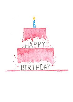 a drawing of a birthday cake with the words happy birthday written on it