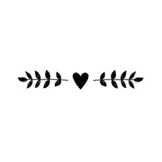 a black and white image of an arrow with a heart on the end, surrounded by leaves