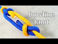 a blue and yellow rope with the words bowling knot