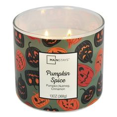 pumpkin spice candle in a glass container