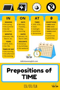 the prepositions of time in spanish and english for students to learn how to use them