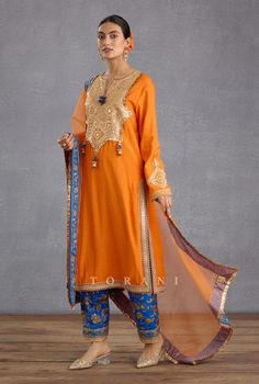 Torani-Orange Paakizah Phiran Set-INDIASPOPUP.COM Chintz Print, Orange Dupatta, Orange Suit, Latest Dress Design, Color Combinations For Clothes, Latest Fashion Dresses, Pakistani Fashion Party Wear, Indian Textiles, Embroidery Designs Fashion