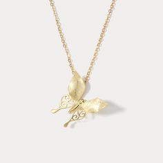 This golden, hollow-shaped butterfly necklace will make you feel as light as a feather! Flutter from day to night in this exquisite, eye-catching accessory! Perfect for special occasions or for adding some dazzling flair to your everyday. DETAILS Plating: 18K Gold Materials: 18K Gold on  Silver Length:  15.75 "(40cm) + Extender: 1.18"(3.0cm) Weight:  5 g Blue Morpho Butterfly, Pearl Gifts, Light As A Feather, Golden Necklace, Butterfly Gifts, Butterfly Pendant Necklace, Enamel Necklaces, Valentines Day Gifts For Her, Funky Jewelry