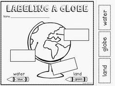 the labeling globe worksheet with labels on it and some other things to do