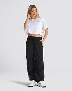 Roomy, breathable and made to move, the Riley Parachute Pants are made of nylon with fashionable knee darts and stylish bungee details. 100% Nylon fabric Knee darts Bungee details Nylon Fabric, Parachute Pants, Pants, Fabric, Clothes, Trousers