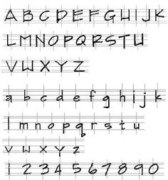 the upper and lower case of a handwritten alphabet with numbers on it, all in black