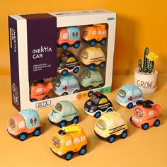 there are many toy cars in the box