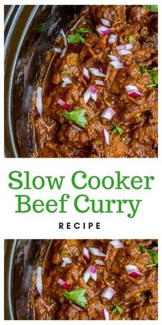 slow cooker beef curry recipe with onions and cilantro