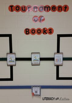 this is a bulletin board with books on it