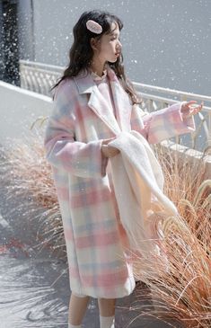 Faux wool pastel pink, blue and white plaid coat with an oversized fit, double breasted button closure and side pockets. Slightly padded lining for extra warmth. S: 44.5" chest, 41" lengthM: 46" chest, 41" lengthL: 47.5" chest, 41.5" lengthXL: 49" chest, 41.5" length Pastel Blue Winter Outfit, Pastel Plaid Outfit, Pastel Outfits Winter, Pastel Outfit Winter, Pastel Winter Outfit, Cute Colorful Outfits, Blue Outfit Winter, Cozy Winter Outfit, Sanrio Aesthetic