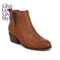 in stock Leather Sole Medium Width Ankle-high Booties, Medium Width Ankle-high Faux Leather Booties, Brown Ankle-high Faux Leather Booties, Chelsea, In Store, Pick Up, Buy Online, Faux Leather, Honey