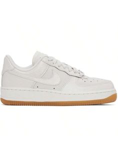 Nike 
Off-White Air Force 1 '07 LX Sneakers 
Low-top paneled croc-embossed polished leather and suede sneakers in off-white. 
. Perforated detailing at toe and sides 
. Logo hardware at lace-up closure 
. Logo patch at padded tongue 
. Padded collar 
. Logo appliqué at sides 
. Logo embossed at heel counter 
. Nike Air cushioning at footbed 
. Jersey lining 
. Treaded rubber sole 
Please note that this item may be shipped only within North America. 
Supplier color: Phantom/Sail/Gum 
Upper: leath Cream Sneakers With Embossed Logo For Streetwear, Cream Suede Sneakers For Streetwear, Nike Air Force 1 Leather With Embossed Logo Lace-up, Nike Air Force 1 Classic Leather With Gum Sole, Suede Sneakers With Embossed Logo For Streetwear, Cream Low-top Nike Air Force 1 For Streetwear, Cream Nike Air Force 1 Low-top For Streetwear, White Suede Custom Sneakers For Streetwear, Nike Air Force 1 Leather With Gum Sole