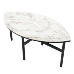 a white marble coffee table with black legs