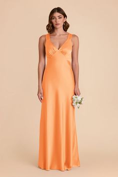 Veronica Apricot Matte Satin Dress | Page | Birdy Grey Light Orange Bridesmaid Dresses, Orange Satin Dress, Orange Silk Dress, Spring Bridesmaid Dresses, Orange Bridesmaid, Orange Bridesmaid Dresses, Birdy Grey, Orange Satin, Wedding Court