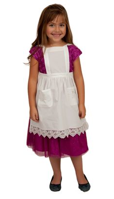 This elegant apron features a beautiful lace border with a delicate subtle rose pattern on quality linen. It captures the spirit of Victorian linens. Material Type: Polyester-Cotton Blend Color: Ecru (Off-white) Also available in White (L1793) and in half aprons for children. Great for photo opportunities with grandchildren, mother and grandmother (Oma) all in matching lace aprons. Elegant Apron, Victorian Apron, Victorian Aprons, Victorian Maid, Kids Aprons, Apron Kids, Apron Patterns, Ruffle Apron, Lace Apron