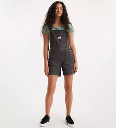 Vintage Women's Shortalls - Black | Levi's® US Fall Shortalls With Bib Front And Pockets, Casual Relaxed Fit Shortalls For Fall, Fall Relaxed Fit Shortalls With Pockets, Relaxed Fit Shortalls With Side Pockets, Casual Shortalls For Workwear In Fall, Casual Fall Workwear Shortalls, Levi's Summer Shortalls, Fall Shortalls Overalls With Pockets, Levi's Shortalls With Pockets For Summer