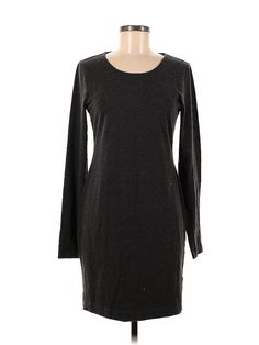 H&M Casual Dress Size: Medium Black Dresses - used. 5% Elastan, 40% Polyester, 55% Cotton, Sweater Dress, Crew Neck, Solid, Knee Length, Long Sleeve | H&M Casual Dress - Sweater Dress: Black Solid Dresses - Used - Size Medium H&m Black Knee-length Dress, Black Long Sleeve Midi Dress By H&m, H&m Black Midi Dress For Fall, Sweater Dress Black, Black Casual Dress, Black Dresses Casual, Solid Dress, Black Dresses, Black Solid