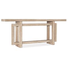 a wooden table with two legs and a shelf on the top, against a white background