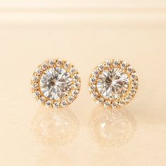 stud earrings, wedding earrings, bridal jewelry, bridal earrings, gold stud earrings ► Spend $200 | Receive 10% OFF Your Order with Code: 10OFF200 ► Please note in your order when your wedding date is Made with the best quality crystals, this These earrings are lightweight and comfortable to wear for long periods of time. MATERIALS + MEASUREMENTS: - .925 Sterling Silver, 14K Gold or Rose Gold over Sterling Silver - Cubic Zirconia pave crystals - Diameter 8 MM - Hypoallergenic post ALSO AVAILABLE Elegant Gold Earrings With Halo Setting, Gold Drop Earrings With Halo Design, Gold Earrings With Halo Setting, Elegant Gold Cluster Halo Earrings, Yellow Gold Earrings With Halo Setting For Wedding, Gold Halo Design Diamond Drop Earrings, Yellow Gold Halo Earrings For Wedding, Yellow Gold Halo Setting Earrings For Wedding, Halo Round Earrings For Wedding