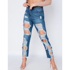 High Waist Ripped Distressed Frayed Hem Boyfriend Jeans Denim Pants High Waist Distressed Ripped Frayed Hem Length Is 40 Inches For Size 4 And Size S 100% Cotton Also Available In Blue Acid Wash Denim Size Xs = 0-2 Size S = 4 Size M = 6 Model Is Wearing Size S If You Have Any Questions, Please Let Me Know Thank You For Stopping By My Boutique To Read Reviews; Go To My Boutique Page By Clicking On My Username, Then Click On About And Then Scroll To Received Love Notes Jeans, Boyfriend Jeans, Dist Trendy Ripped High Rise Cropped Jeans, Trendy High Rise Ripped Cropped Jeans, Ripped High Waist Cropped Jeans In Medium Wash, High Waist Ripped Cropped Jeans In Medium Wash, High Waist Ripped Jeans In Medium Wash, High Rise Medium Wash Bottoms With Holes, Ripped High Waist Medium Wash Pants, Blue Denim Jeans With Holes, Trendy High Waist Distressed Jeans