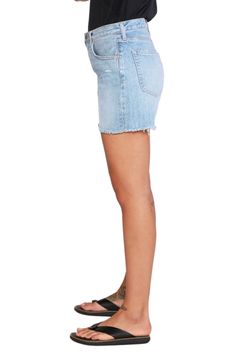 These raw-hem shorts cut from destructed nonstretch denim are styled with a high rise for a comfortable fit perfect for sunny-day adventures. 4 1/2" inseam; 24" leg opening; 12" front rise; 15 1/2" back rise (size 29) 100% organic cotton Machine wash, line dry Imported This product meets Nordstrom Sustainably Sourced Materials criteria: contains at least 50% sustainably sourced materials Storm Surge, Short Cuts, Mens Denim Short, Sunny Days, Sunnies, Denim Shorts, High Waist, Comfort Fit, High Rise