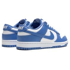 The Nike Dunk Low ‘Polar Blue’ boasts a clean and fresh look, with its predominantly white design complemented by steel blue overlays and a matching Swoosh logo. This sneaker pays homage to its heritage with classic features, such as the breathable perforations on the toe box and a breathable nylon tongue, adorned with a woven Nike tag for that authentic touch. Additional Nike branding can be found on the back tab and inside the sockliner. Harkening back to its ’80s origins, th Basket Nike, Blue Baskets, Carnaby Street, Shoe Display, Shoe Inspo, Swoosh Logo, Fresh Look, Nike Dunk Low, Dunk Low