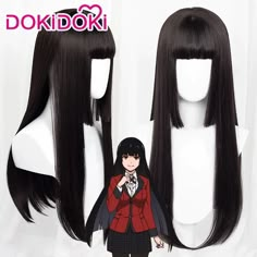 Anime Haircuts Women, Full Bangs Long Hair, Hairstyles For Female, Long Straight Black Hair, Kakegurui Cosplay, Anime Haircut, Straight Black Hair, Hair Halloween, Hair Inspiration Long