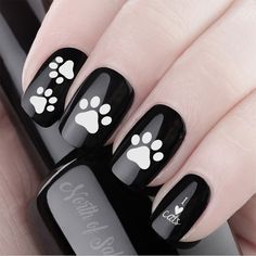 PLEASE NOTE All Decals are made in and Ship from CANADA - Shipping to the USA: please allow 14-21 days for delivery THANK YOU! 48 PAWS PRINTS Nail Art Decals - Kitten Puppy Paws Black CAT - Salon Results Waterslide Transfers - Not Stickers or Vinyl Choose from either BLACK or WHITE decals with clear background. Work great over any color. EASY TO APPLY - Includes detailed instructions for use. 1. Paint nails with a clear base coat or a color of your choice 2. Cut the Nail Decal to size  3. Soak t Paw Print Nail Designs, Heart Cats, Paws Cat, Crazy Cat Lady Gifts