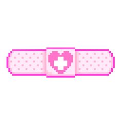 an old - school style pixelated pink ribbon with a heart on it's end