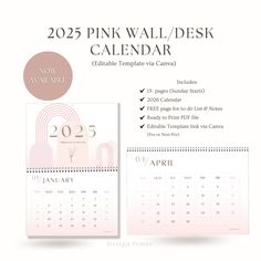 a desk calendar with pink wall / desk calendar