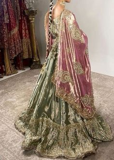 Pakistani Runway Fashion, Pakistani Baraat Dresses, Desi Dress Pakistani Outfits, Sabiya Sachi Lehenga, Rokha Outfits, Pakistani Wedding Outfits Bride, Hijabi Lehenga, Desi Bridal Dresses, Jaggo Outfit Punjabi Lehnga