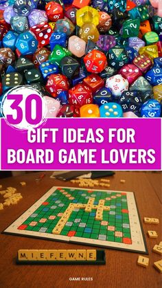 the words, 30 gift ideas for board game lovers