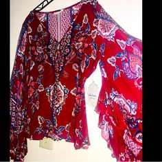 Peasant-Style Top With Bell Sleeves And A Gorgeous Paisley Print Brand New, With Tags (No Flaws Or Wear Whatsoever ) Size Small; Comfy Soft Material; Bohemian Style-Goes Well With Jeans, Flares, Skirts Etc Wonderful Addition To Any Closet! Top Is By Altr’d State But Because Poshmark Doesn’t Seem To Include That Brand In Any Of The Parties, I Related It Closest To Lucky/ Fp For Exposure So No One Would Miss Out On It Since I Dropped The Price Comes From A Clean, Smoke/Pet Free Home Top With Bell Sleeves, Peasant Style, Paisley Print, Soft Material, Bohemian Style, Lucky Brand, Bell Sleeves, Top Styles, Paisley