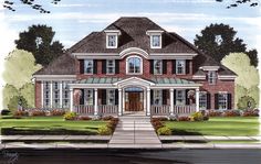 this is an artist's rendering of the front elevation of these victorian house plans