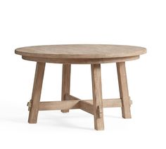 a round wooden table with two legs on the top and one leg extended to the side